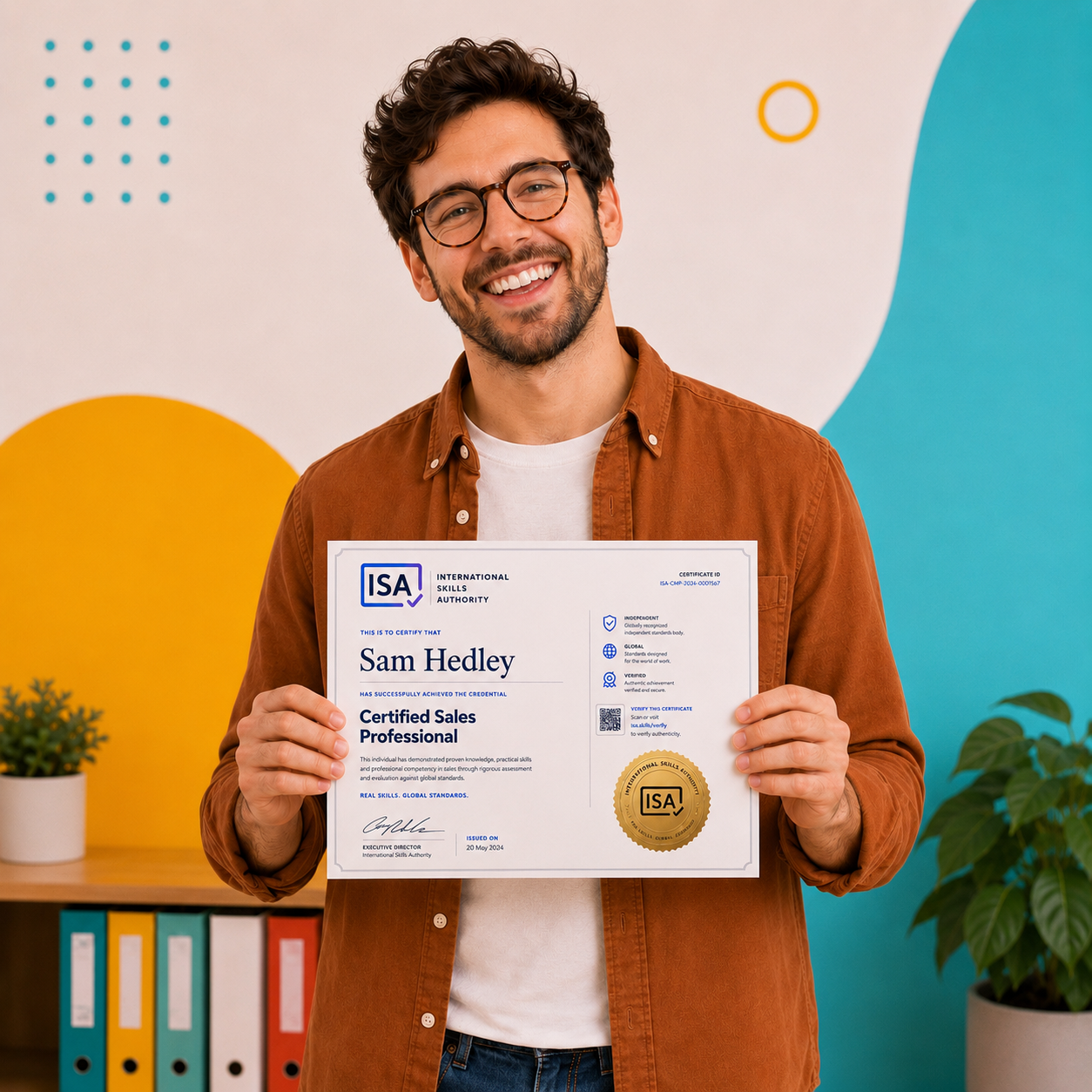 Professional holding an ISA Certified Sales certificate